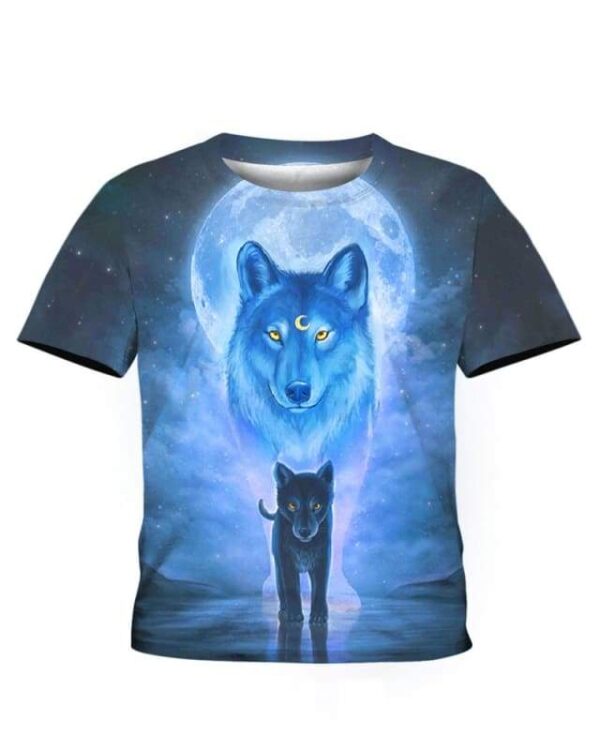 The Sun And Wolves Blue - All Over Apparel - Kid Tee / S - www.secrettees.com