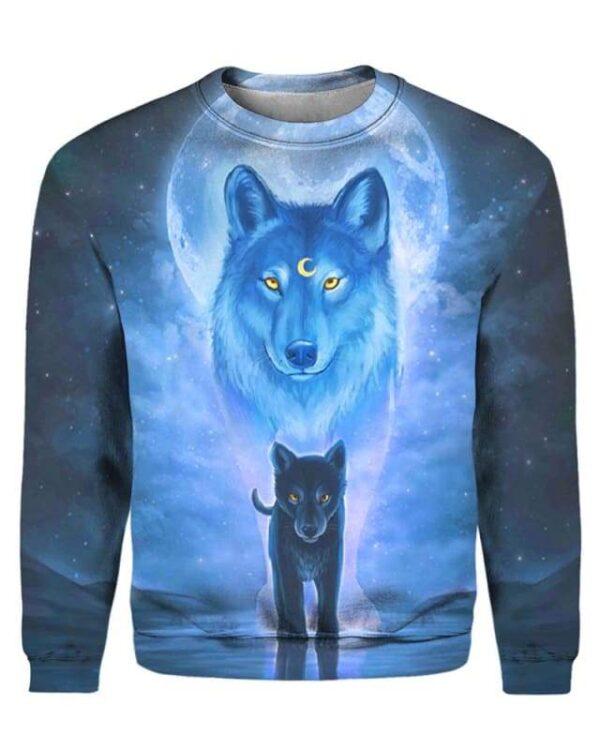 The Sun And Wolves Blue - All Over Apparel - Sweatshirt / S - www.secrettees.com