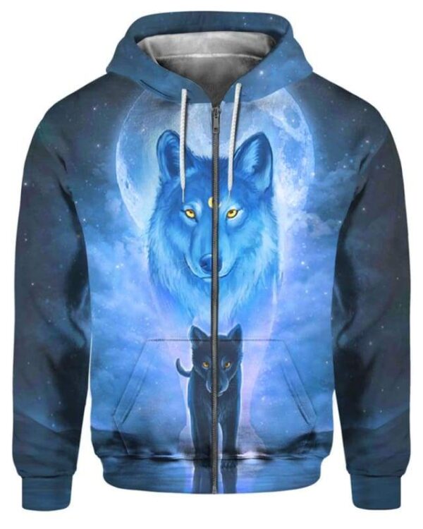 The Sun And Wolves Blue - All Over Apparel - Zip Hoodie / S - www.secrettees.com
