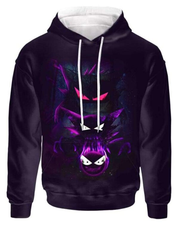 Three Gengar - All Over Apparel - Hoodie / S - www.secrettees.com