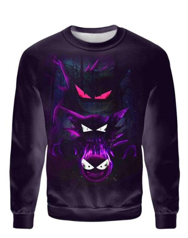 Three Gengar - All Over Apparel - Sweatshirt / S - www.secrettees.com