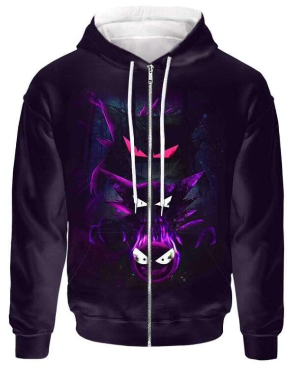 Three Gengar - All Over Apparel - Zip Hoodie / S - www.secrettees.com