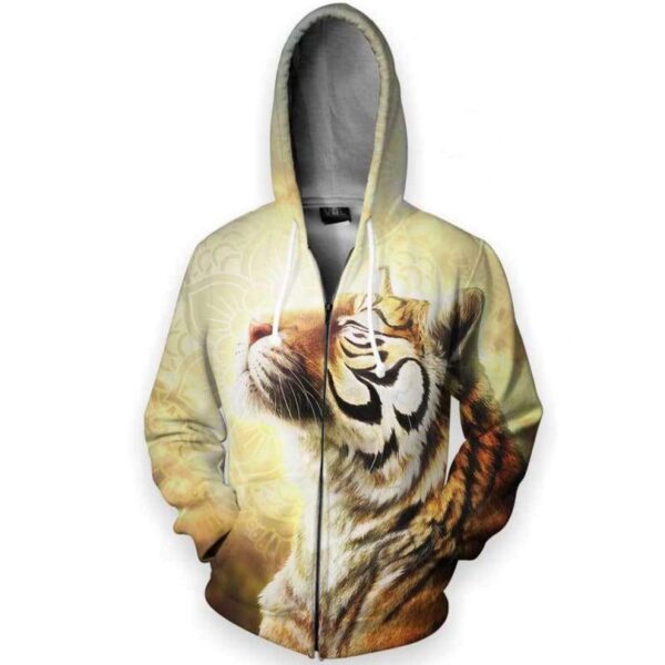 Tiger Buddhism 3D All Over Print T-shirt Zip Hoodie Sweater Tank - All Over Apparel - Zip Hoodie / S - www.secrettees.com