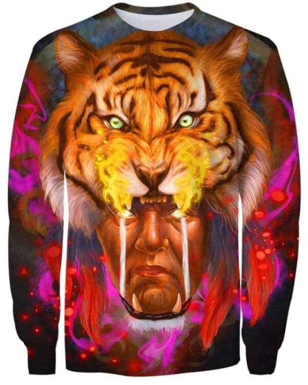 Tiger Indian Warrior - All Over Apparel - Sweatshirt / S - www.secrettees.com