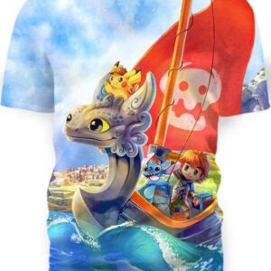 Toothless Boat And Friends - All Over Apparel - T-Shirt / S - www.secrettees.com