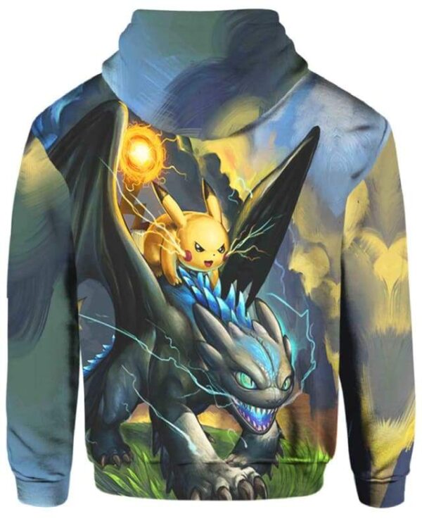 Toothless Pikachu Light - All Over Apparel - www.secrettees.com