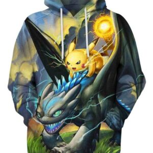 Toothless Pikachu Light - All Over Apparel - www.secrettees.com