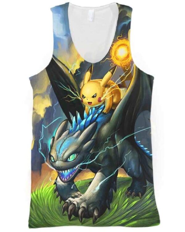 Toothless Pikachu Light - All Over Apparel - Tank Top / S - www.secrettees.com