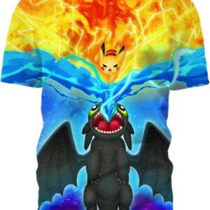 Toothless vs Pikachu - All Over Apparel - T-Shirt / S - www.secrettees.com