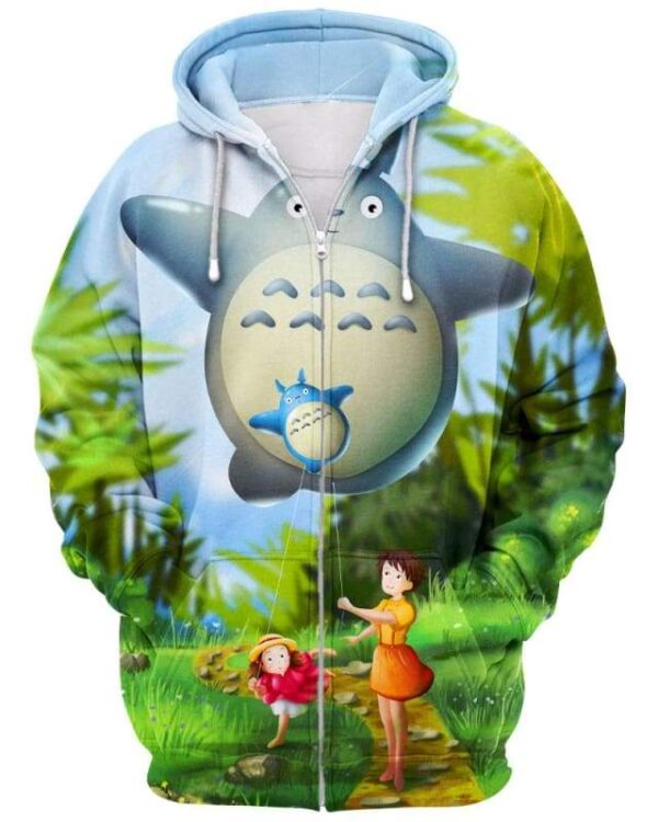 Totoro Balloon - All Over Apparel - Zip Hoodie / S - www.secrettees.com