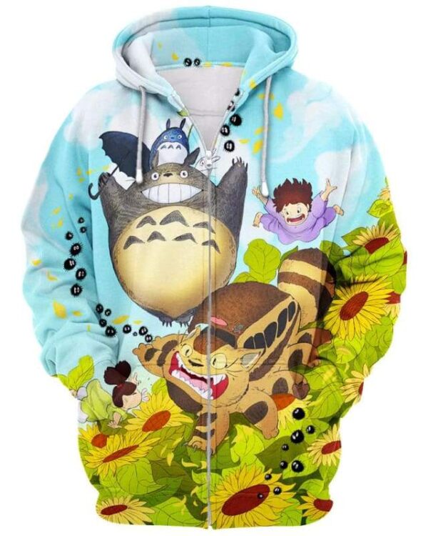 Totoro Family - All Over Apparel - Zip Hoodie / S - www.secrettees.com