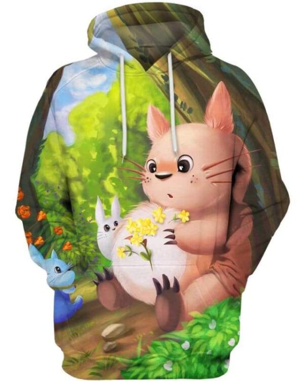 Totoro Flower - All Over Apparel - Hoodie / S - www.secrettees.com