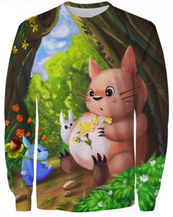 Totoro Flower - All Over Apparel - Sweatshirt / S - www.secrettees.com