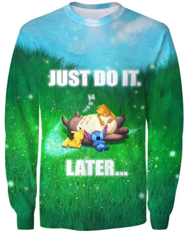 Totoro & Friends - Just Do It Later - All Over Apparel - Sweatshirt / S - www.secrettees.com