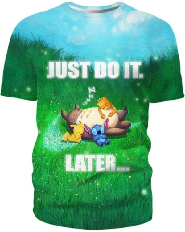 Totoro & Friends - Just Do It Later - All Over Apparel - T-Shirt / S - www.secrettees.com