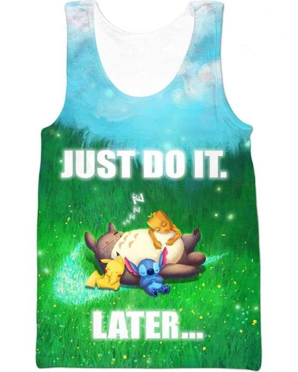 Totoro & Friends - Just Do It Later - All Over Apparel - Tank Top / S - www.secrettees.com