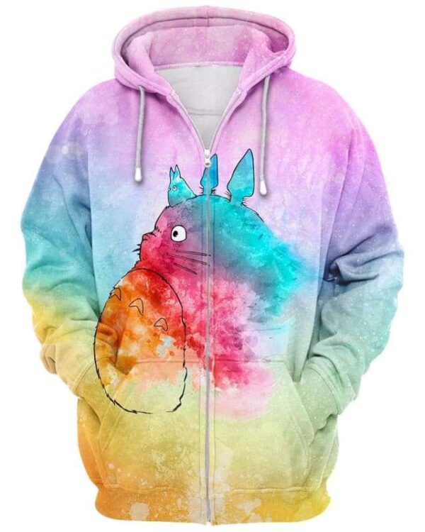 Totoro Painting - All Over Apparel - Zip Hoodie / S - www.secrettees.com