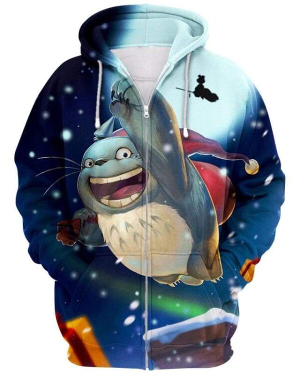 Totoro Santa - All Over Apparel - Zip Hoodie / S - www.secrettees.com