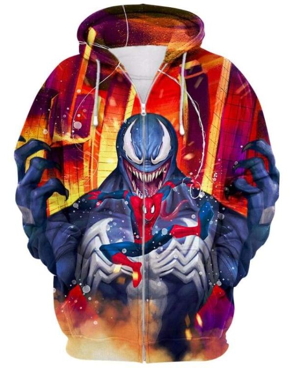 Venom Behind You - Spider Sense - All Over Apparel - Zip Hoodie / S - www.secrettees.com