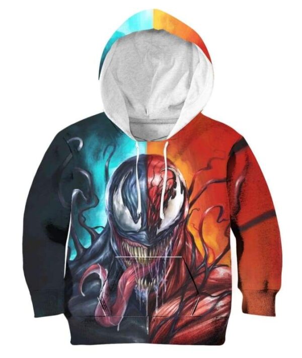 Venom Carnage Symbiote 2 Face - All Over Apparel - Kid Hoodie / S - www.secrettees.com