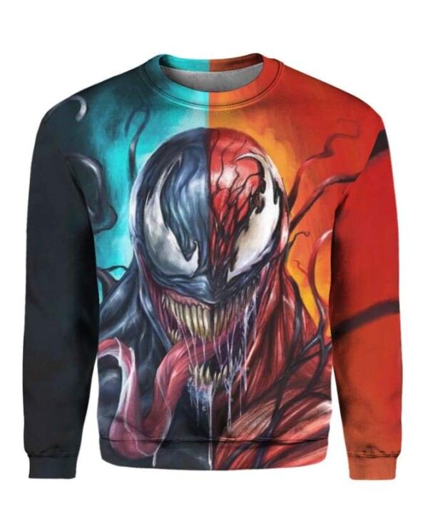 Venom Carnage Symbiote 2 Face - All Over Apparel - Sweatshirt / S - www.secrettees.com