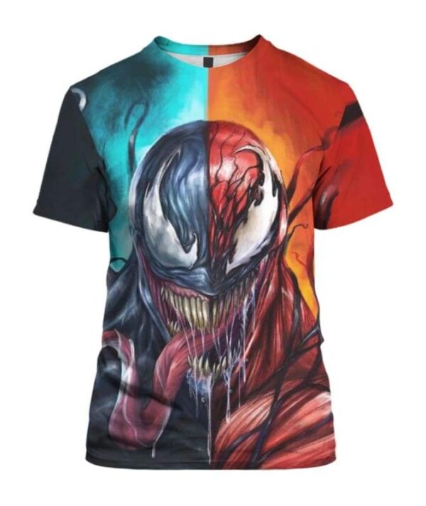 Venom Carnage Symbiote 2 Face - All Over Apparel - T-Shirt / S - www.secrettees.com
