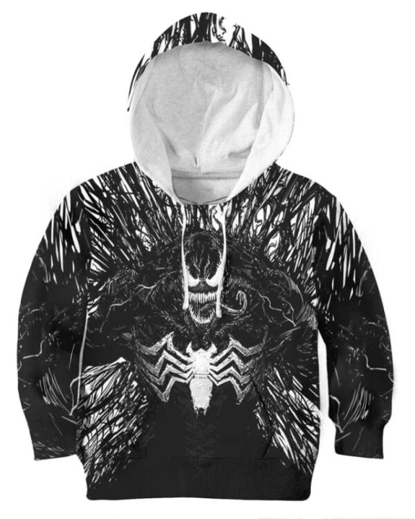 Venom Costume 3D - All Over Apparel - Kid Hoodie / S - www.secrettees.com