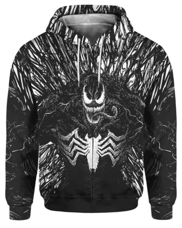 Venom Costume 3D - All Over Apparel - Zip Hoodie / S - www.secrettees.com