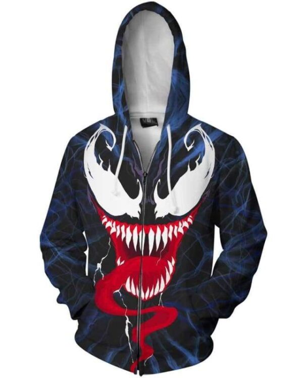 Venom Face - All Over Apparel - Zip Hoodie / S - www.secrettees.com