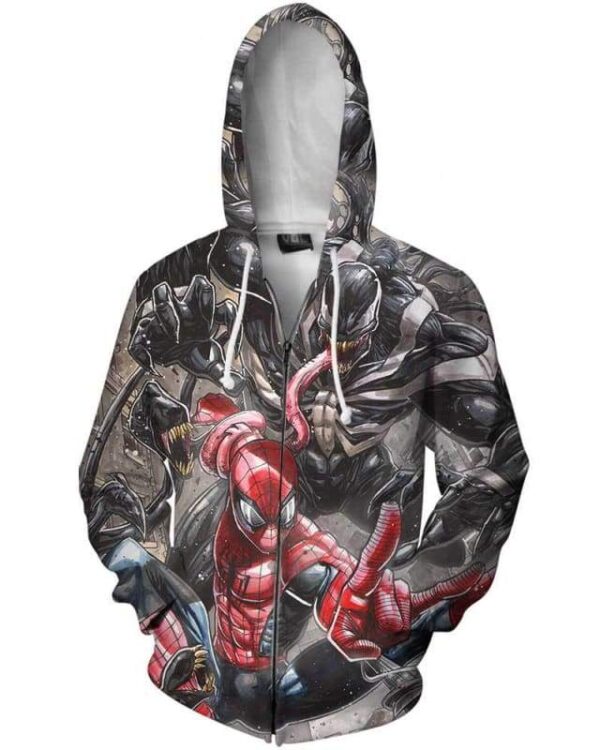 Venom Fight Spider - All Over Apparel - Zip Hoodie / S - www.secrettees.com