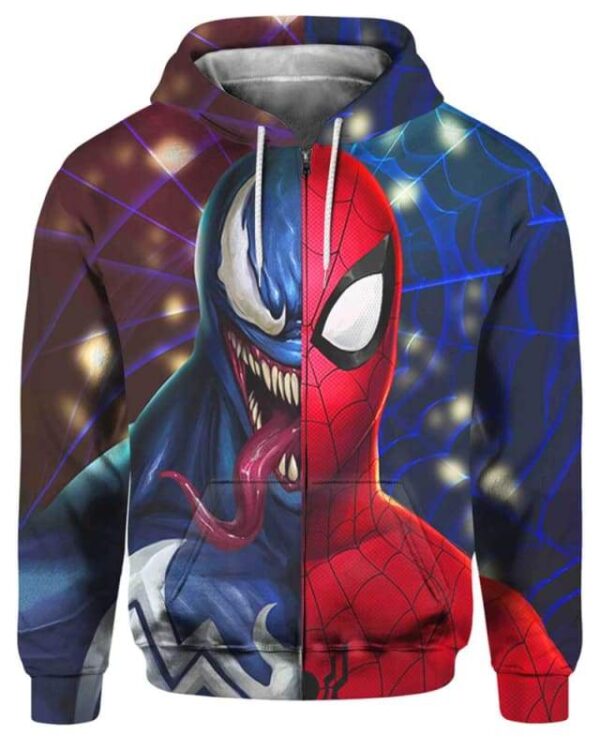 Venom x SpiderMan - All Over Apparel - Zip Hoodie / S - www.secrettees.com