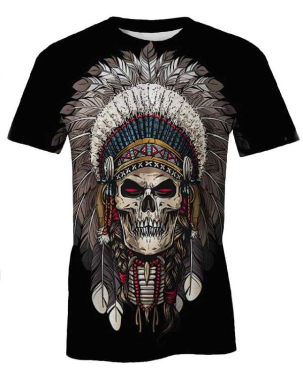 Warrior Of Indian Skull - All Over Apparel - T-Shirt / S - www.secrettees.com