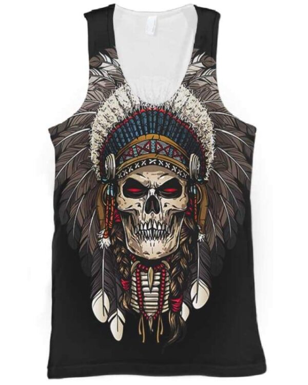 Warrior Of Indian Skull - All Over Apparel - Tank Top / S - www.secrettees.com