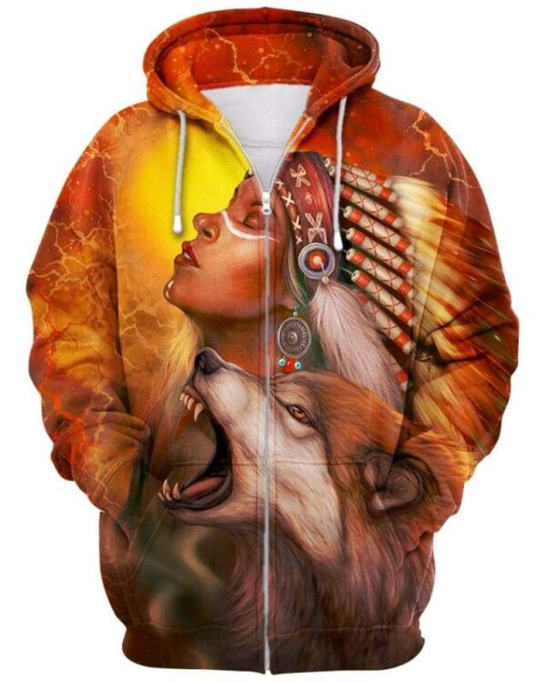 Warrior Wolf Women - All Over Apparel - Zip Hoodie / S - www.secrettees.com