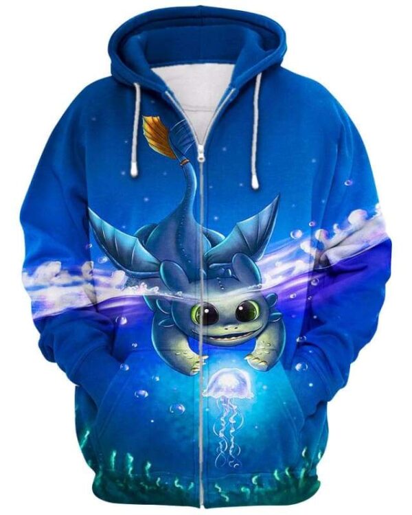 Where’s Toothless Fish - All Over Apparel - Zip Hoodie / S - www.secrettees.com