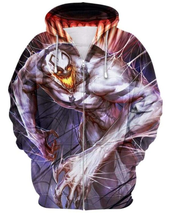 White Monster - All Over Apparel - Zip Hoodie / S - www.secrettees.com