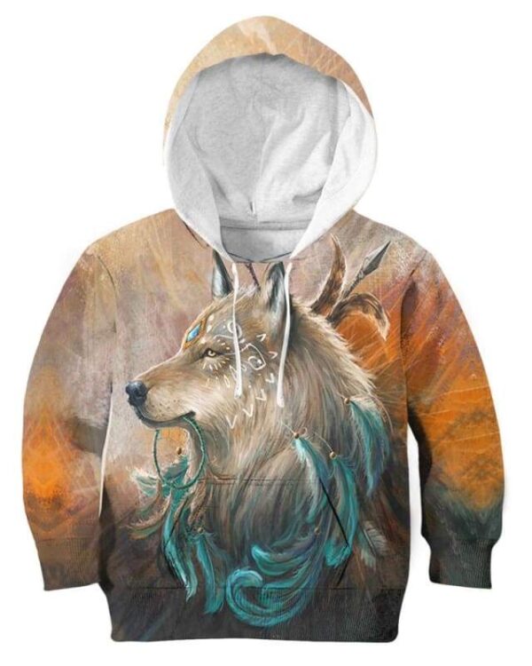 Wolf Blue Stone - All Over Apparel - Kid Hoodie / S - www.secrettees.com