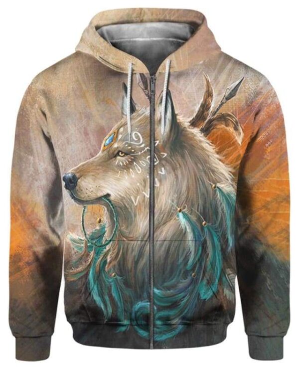 Wolf Blue Stone - All Over Apparel - Zip Hoodie / S - www.secrettees.com