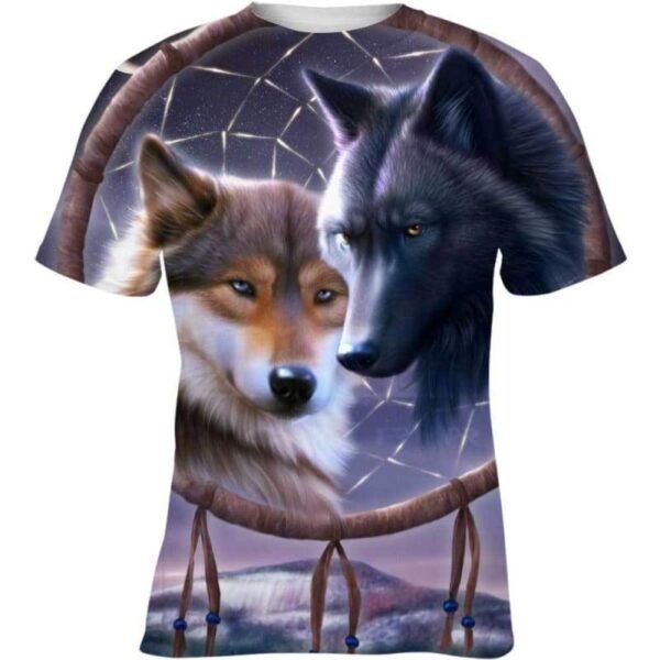 Wolf Dream Catcher 3D All Over Print T-shirt Zip Hoodie Sweater Tank - All Over Apparel - Kid Tee / S - www.secrettees.com