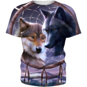 Wolf Dream Catcher 3D All Over Print T-shirt Zip Hoodie Sweater Tank - All Over Apparel - T-Shirt / S - www.secrettees.com
