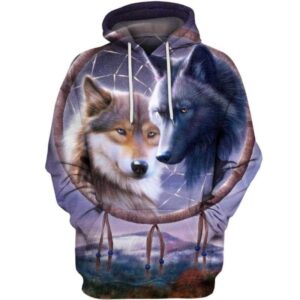 Wolf Dream Catcher 3D All Over Print T-shirt Zip Hoodie Sweater Tank - All Over Apparel - Hoodie / S - www.secrettees.com
