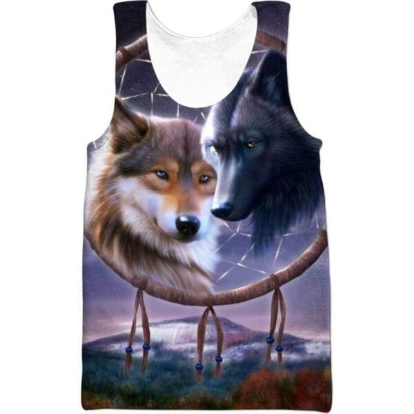 Wolf Dream Catcher 3D All Over Print T-shirt Zip Hoodie Sweater Tank - All Over Apparel - Tank Top / S - www.secrettees.com