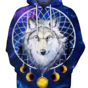 Wolf Dream Catcher Galaxy - All Over Apparel - Hoodie / S - www.secrettees.com