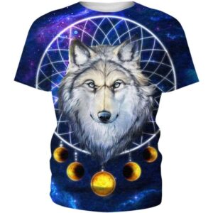 Wolf Dream Catcher Galaxy - All Over Apparel - T-Shirt / S - www.secrettees.com