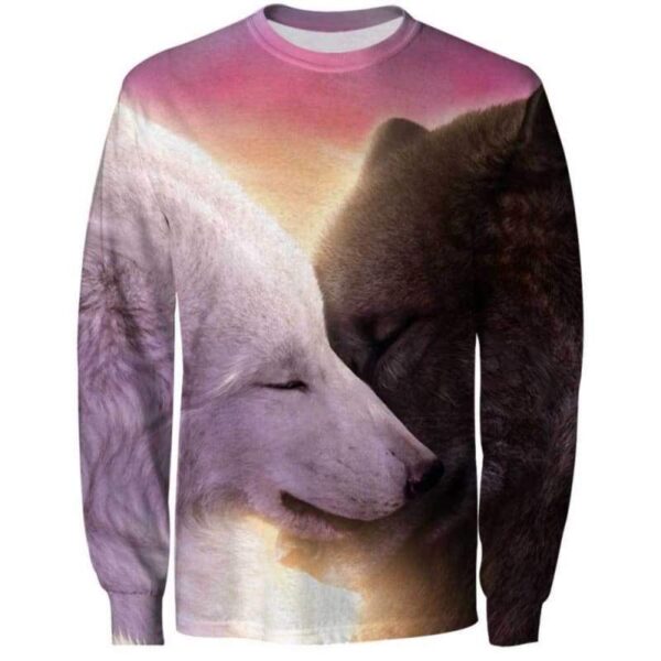 Wolf Heart Love 3D All Over Print T-shirt Zip Hoodie Sweater Tank - All Over Apparel - Sweatshirt / S - www.secrettees.com