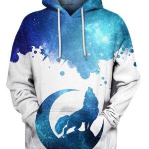 Wolf Howling To Galaxy - All Over Apparel - Hoodie / S - www.secrettees.com