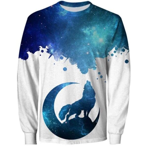 Wolf Howling To Galaxy - All Over Apparel - Sweatshirt / S - www.secrettees.com