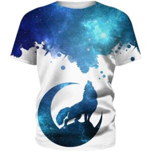 Wolf Howling To Galaxy - All Over Apparel - T-Shirt / S - www.secrettees.com