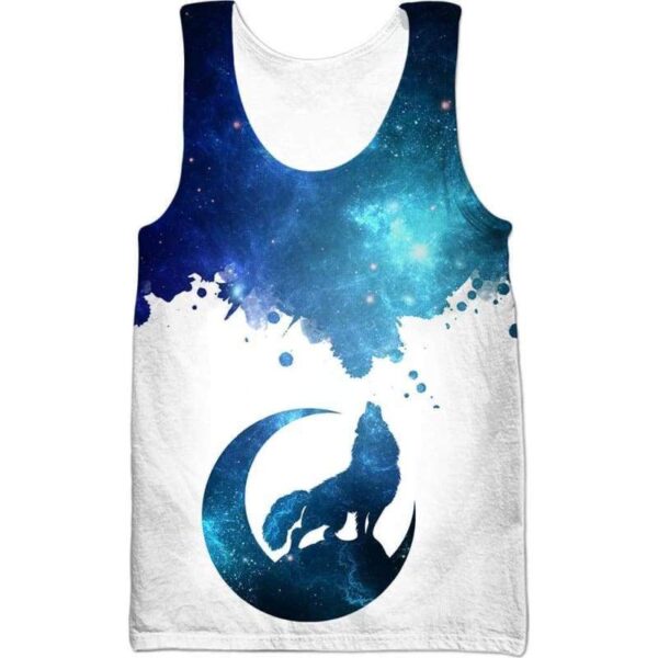 Wolf Howling To Galaxy - All Over Apparel - Tank Top / S - www.secrettees.com