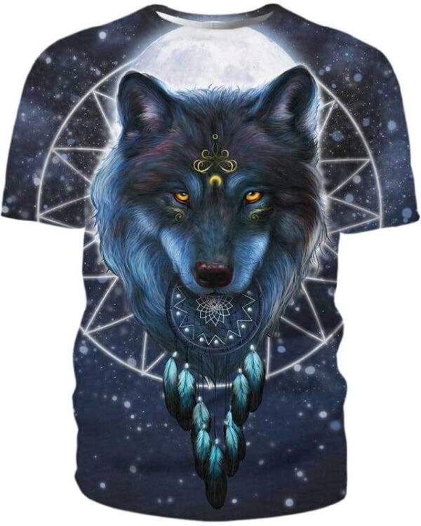 Wolf & Moon Dreamcatcher - All Over Apparel - Kid Tee / S - www.secrettees.com